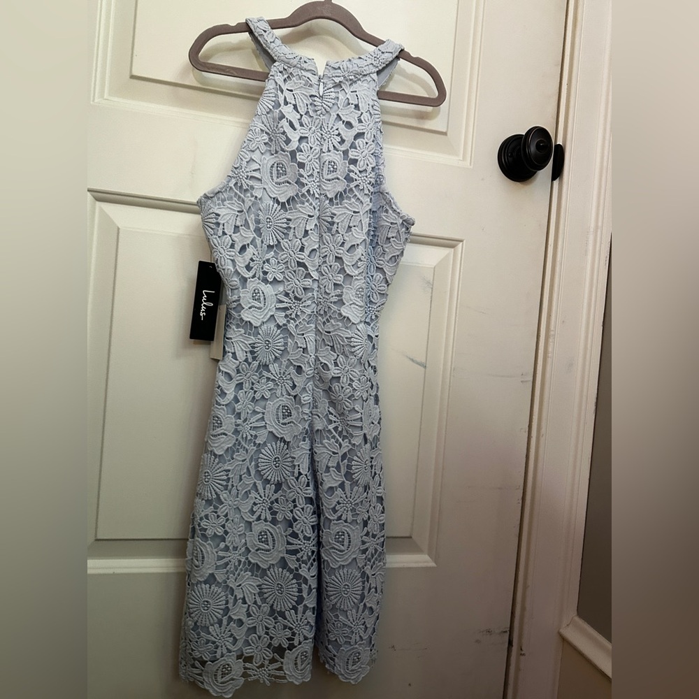 Lulu's Light Blue Lace Halter Dress
